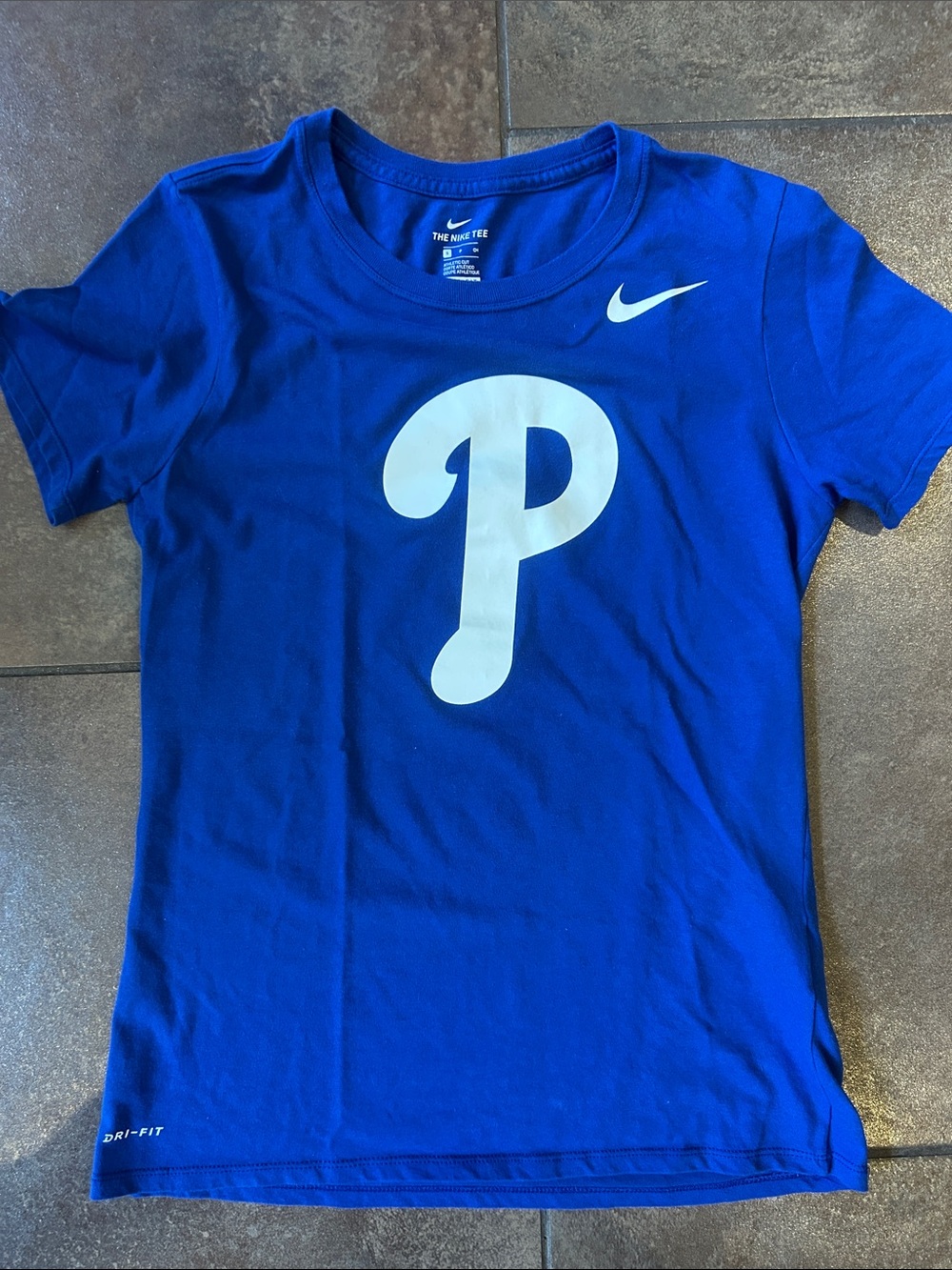 Nike Blue ladies Phillies 'P' Short Sleeve Tee